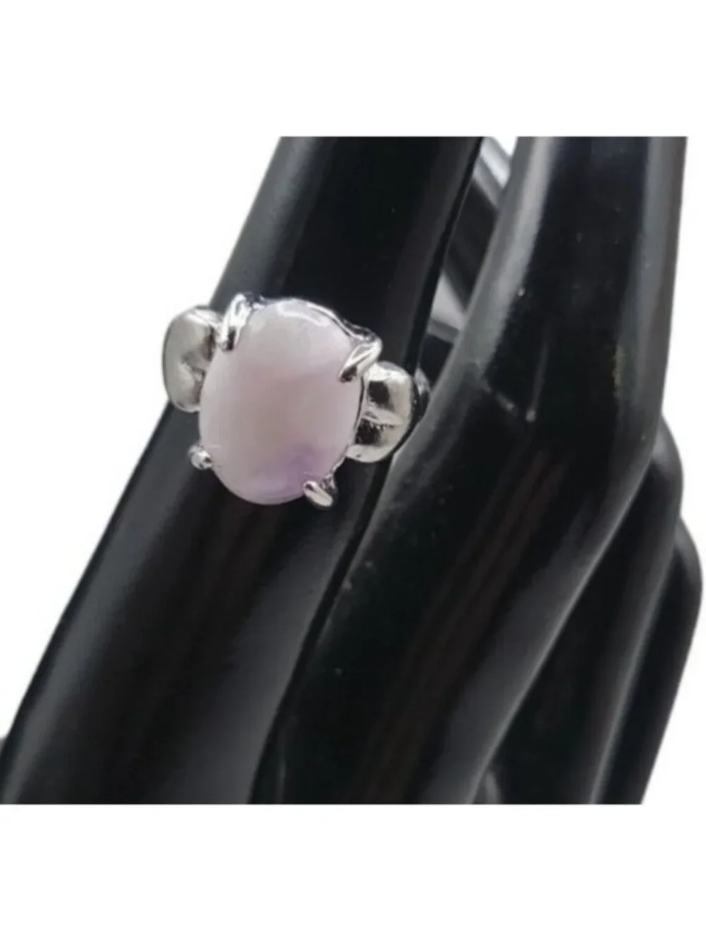 Purple Moonstone Ring Silver Plated Ladies Size 5.5 Heart Side Accents Vintage - Picture 2 of 16
